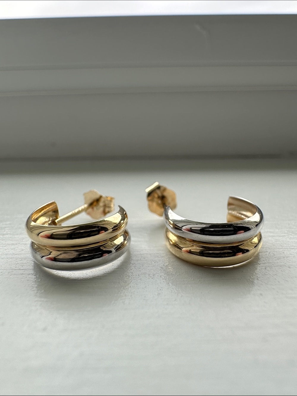 Two-Tone 14k Solid Gold Hoop Earrings